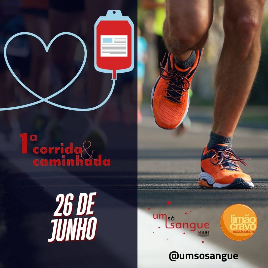 Arte da campanha 1ª Corrida e Caminhada Um Só Sangue, apoiada pela Limão Cravo em 2022